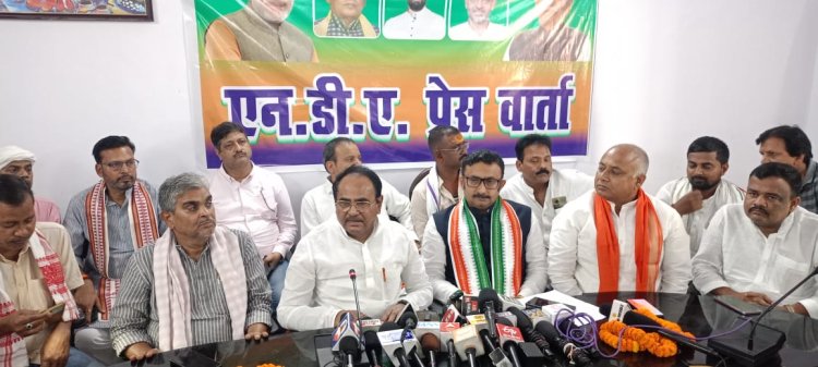 एनडीए नेताओं नेे प्रेसवर्ता कर जातीय जनगणना किये जाने पर जताई खुशी