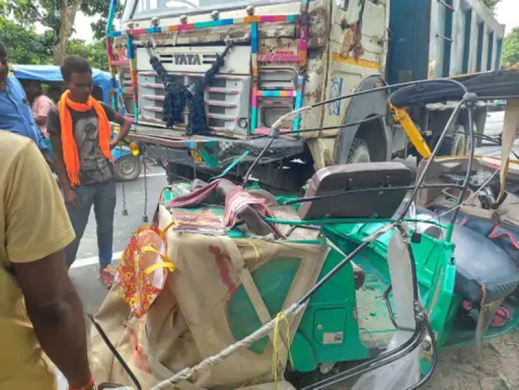 ऑटों में हाईवा ने मारी टक्कर शिक्षिका व उसके छह माह के बेटे की दर्दनाक मौत, पांच घायल
