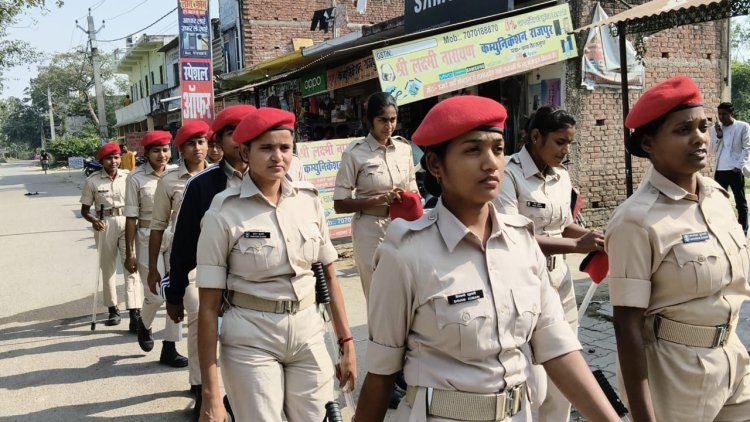 मतगणना से पहले राजपुर में पुलिस का फ्लैग मार्च, शांति भंग करने वालों पर होगी सख्त कार्रवाई