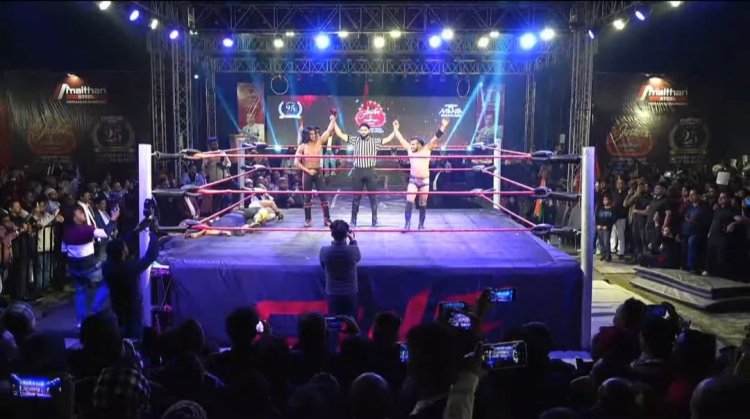 मैथन मेनिया रेसलिंग में बिहार के लाल का जलवा, कोनौली के रूद्र राहुल बने टैग टीम चैंपियन