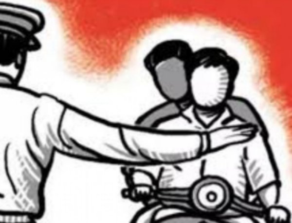 कृष्णाब्रह्म में पुलिस का एक्शन, नौ बाइक चालकों से वसूले 9 हजार