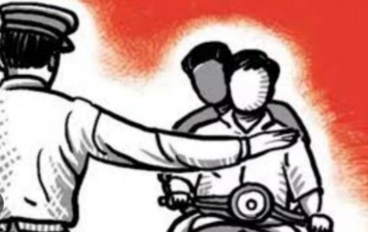 कृष्णाब्रह्म में पुलिस का एक्शन, नौ बाइक चालकों से वसूले 9 हजार