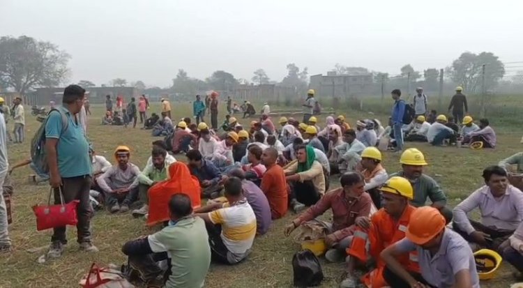 श्रमिकों की समस्याओं को लेकर चौसा एसटीपीएल में पूरे दिन हड़ताल