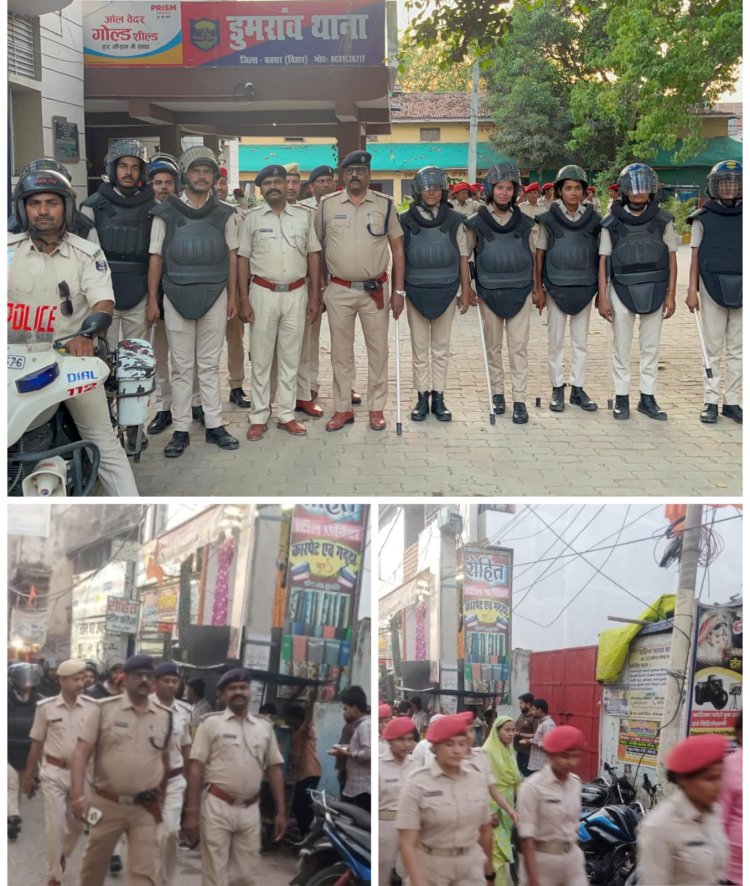 रामनवमी से पहले सख्त सुरक्षा कवच: डुमरांव में पुलिस का भरोसा बढ़ाने वाला फ्लैग मार्च