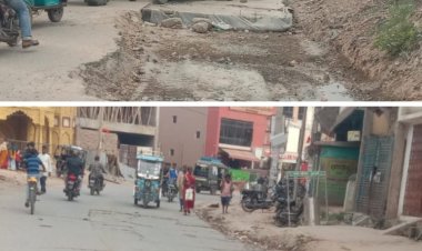 संवेदक की मनमानी से स्टेशन रोड बना मुसीबत का रास्ता, आठ महीने में भी नहीं पूरी हुई मरम्मत