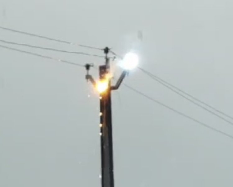 हाई वोल्टेज तार की चिंगारी से महुआ के पेड़ में लगी आग __ फायर टीम की तत्परता से टला बड़ा हादसा