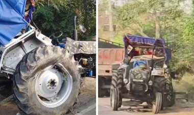 महादेवा घाट पर तड़के मौत बनकर दौड़ा ट्रक, ट्रैक्टर में मारी टक्कर, चालक गंभीर