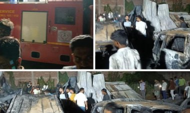 रिहायशी इलाके में तेल गोदाम बना आग का गोला, 25 लाख का मोबिल और कई वाहन स्वाहा