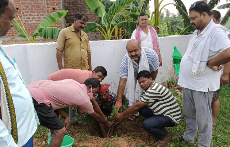 एक पेड़ मां के नाम अभियान के तहत केसठ पंचायत में हुआ पौधरोपण