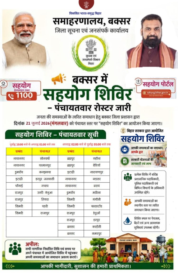 21 जुलाई को पंचायतों में लगेगा प्रशासन का सहयोग शिविर, मौके पर सुनी जाएंगी शिकायतें, तत्काल होगा समाधान