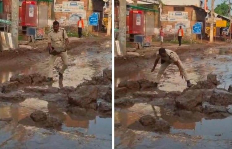 गड्ढों में फंसी जिंदगी, खाकी बनी सहारा