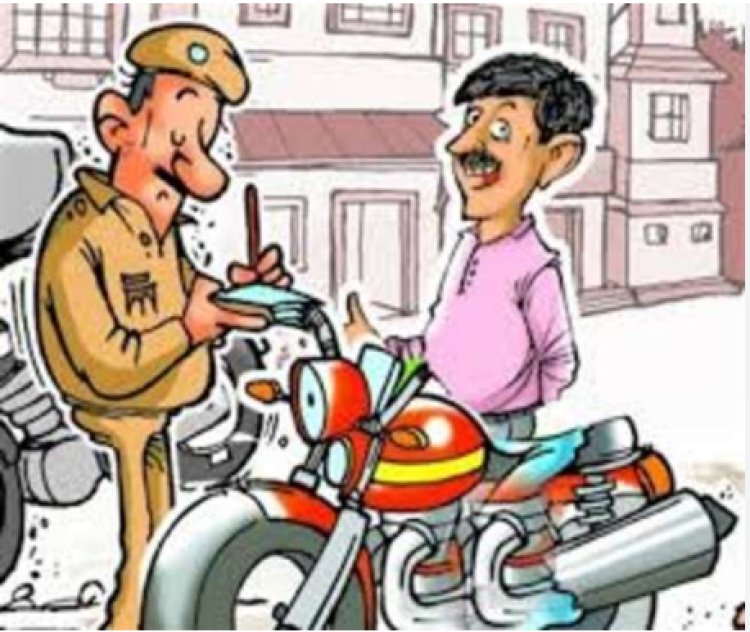 स्टेशन रोड पर पुलिस की सख्ती, नौ वाहन चालकों पर कार्रवाई