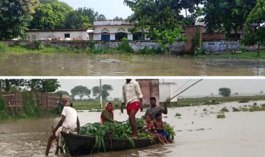 बाढ़ में डूबा दियारा, छतों पर सिमटी जिंदगी; राहत के इंतजार में हजारों लोग